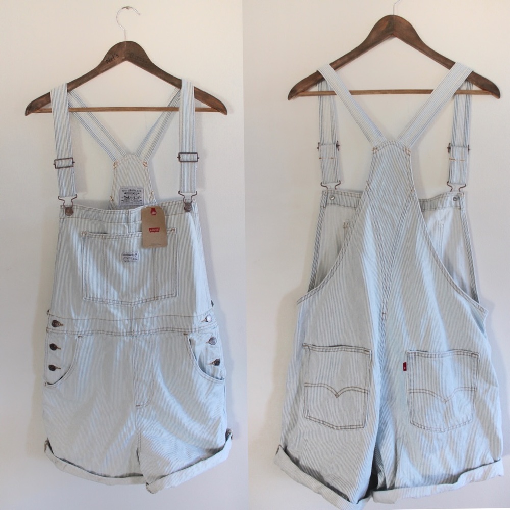 levi’s railroad stripe vintage denim shortalls - Picture 4 of 12